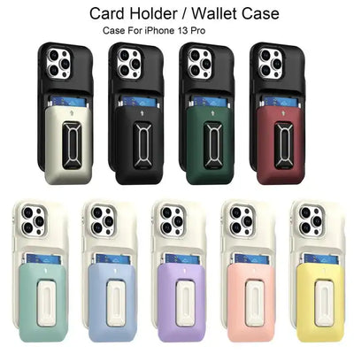 Sliding Card Holder Integrated Phone Case with Kickstand