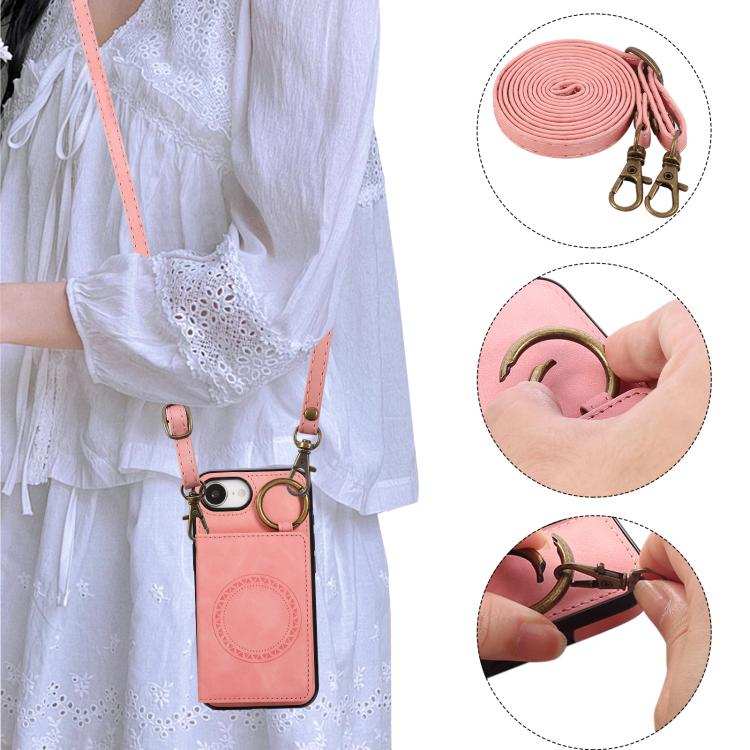 Car Magnetic Ring Buckle Card Bag Phone Case with Lanyard