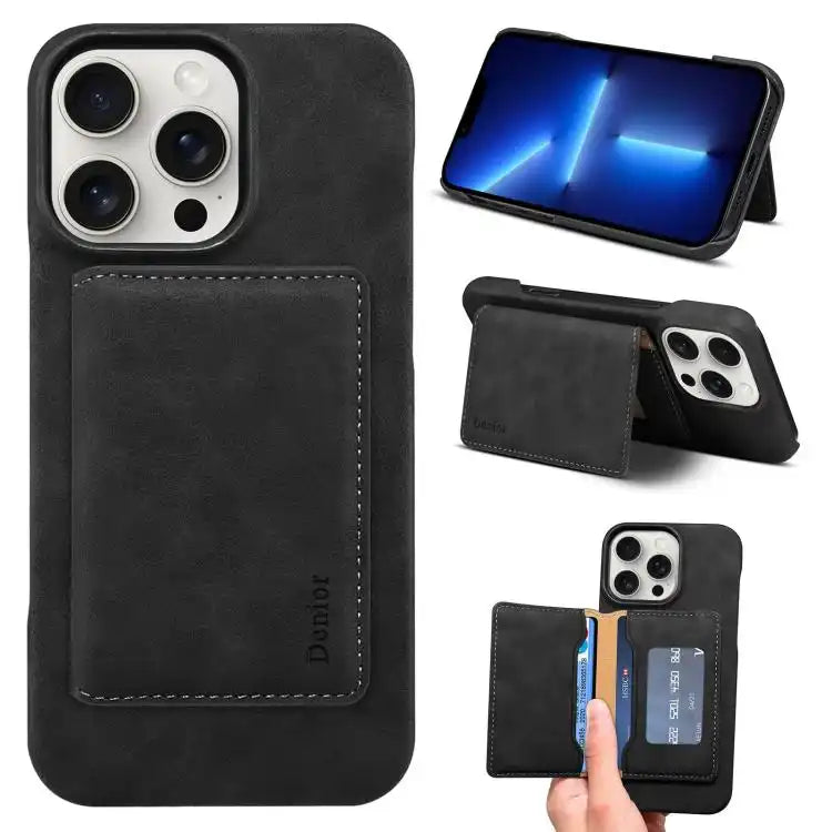 Denior D27 Retro Texture RFID MagSafe Photo Frame Card-slot Phone Case
