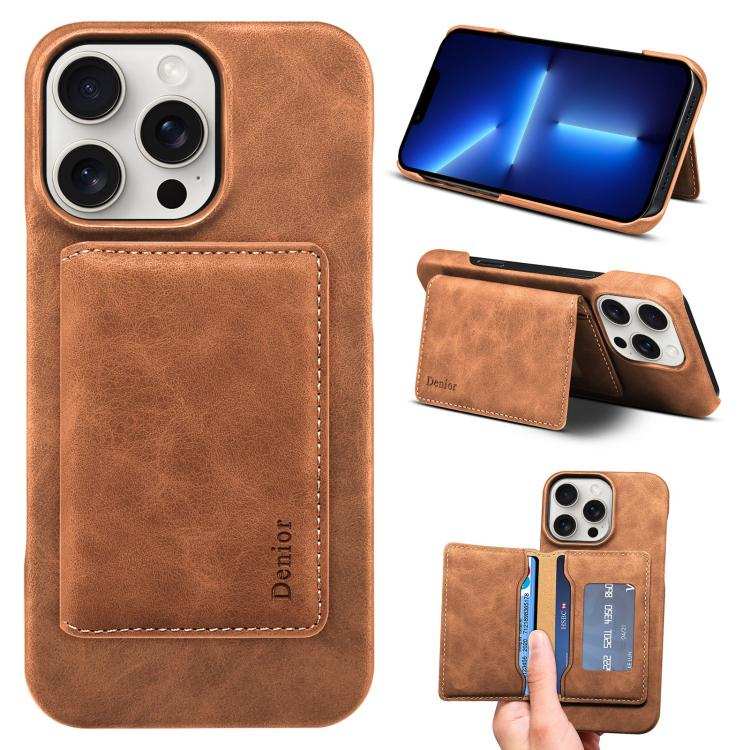 Denior D27 Retro Texture RFID MagSafe Photo Frame Card-slot Phone Case