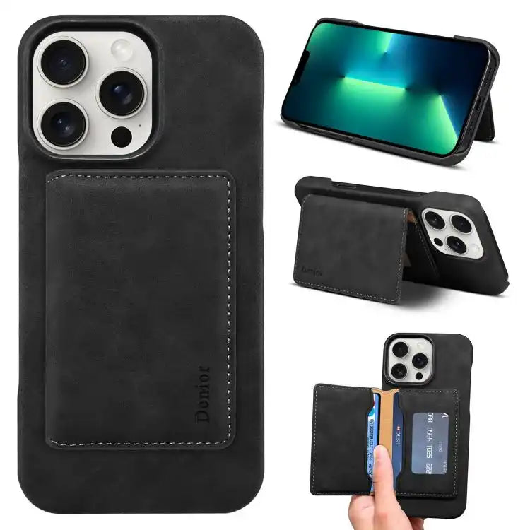 Denior D27 Retro Texture RFID MagSafe Photo Frame Card-slot Phone Case