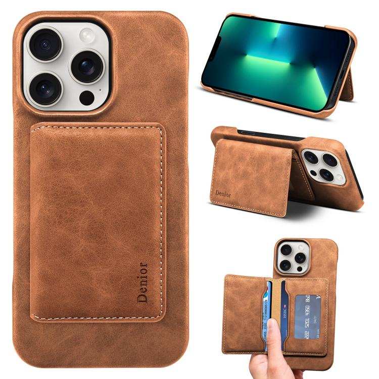 Denior D27 Retro Texture RFID MagSafe Photo Frame Card-slot Phone Case