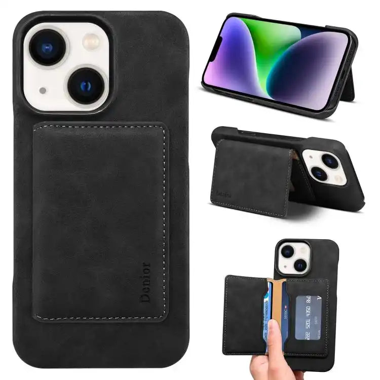 Denior D27 Retro Texture RFID MagSafe Photo Frame Card-slot Phone Case