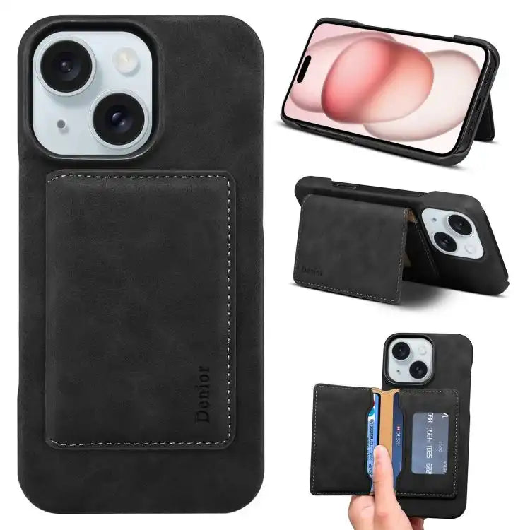 Denior D27 Retro Texture RFID MagSafe Photo Frame Card-slot Phone Case