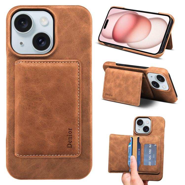 Denior D27 Retro Texture RFID MagSafe Photo Frame Card-slot Phone Case