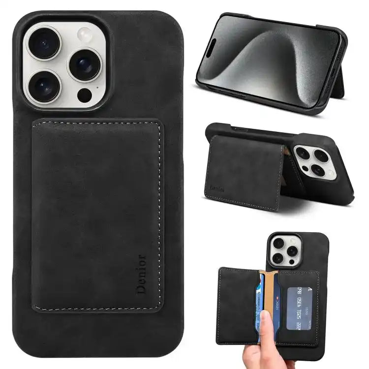 Denior D27 Retro Texture RFID MagSafe Photo Frame Card-slot Phone Case