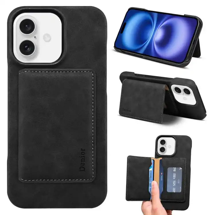 Denior D27 Retro Texture RFID MagSafe Photo Frame Card-slot Phone Case