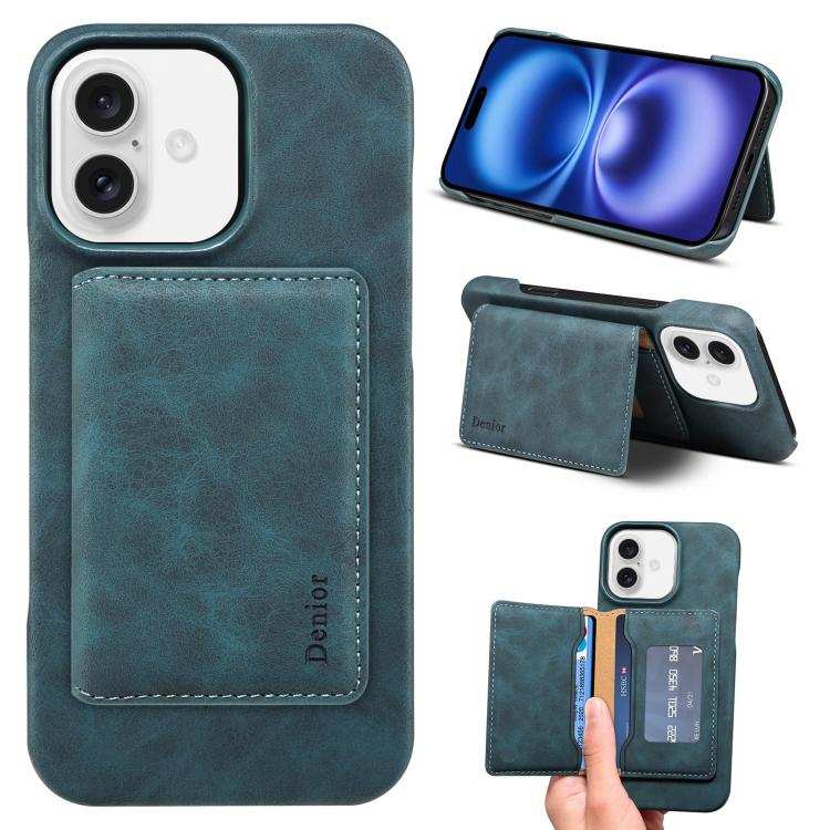 Denior D27 Retro Texture RFID MagSafe Photo Frame Card-slot Phone Case