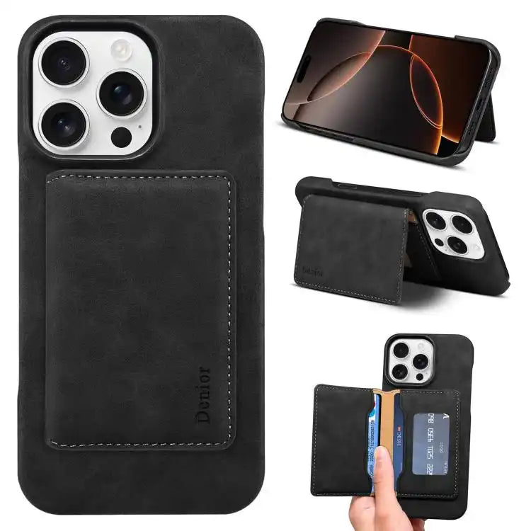 Denior D27 Retro Texture RFID MagSafe Photo Frame Card-slot Phone Case