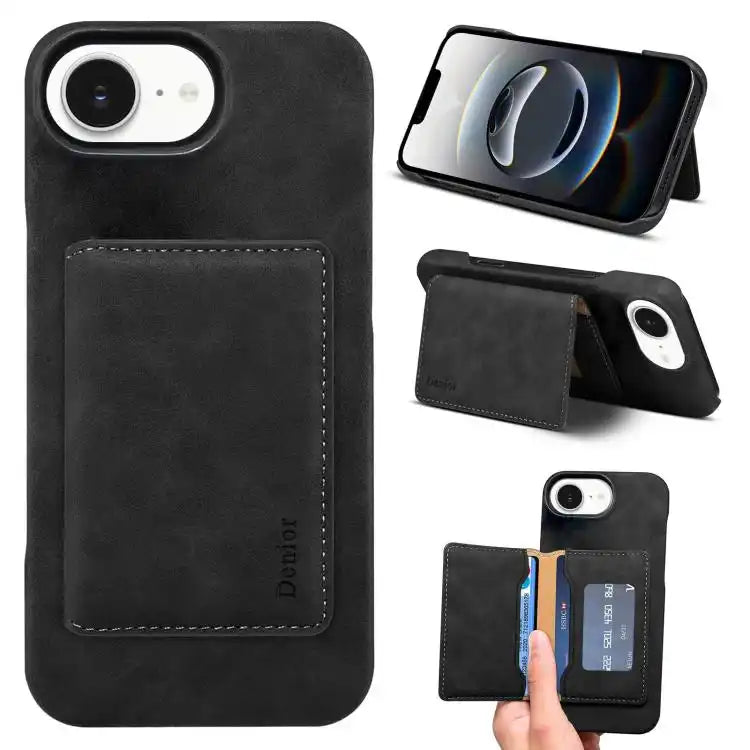 Denior D27 Retro Texture RFID MagSafe Photo Frame Card-slot Phone Case