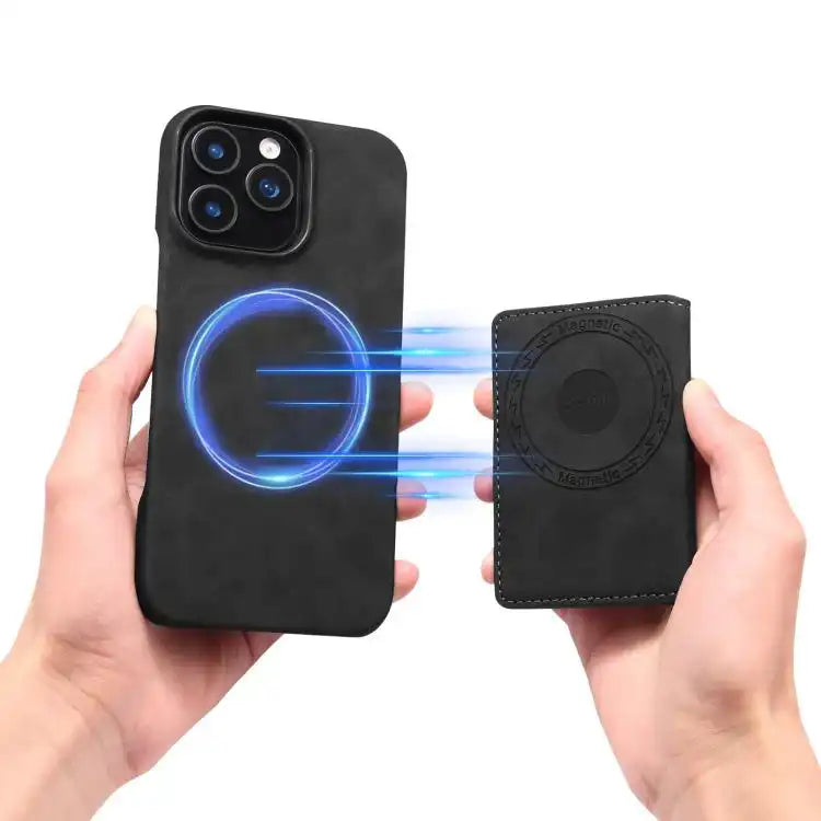 Denior D27 Retro Texture RFID MagSafe Photo Frame Card-slot Phone Case