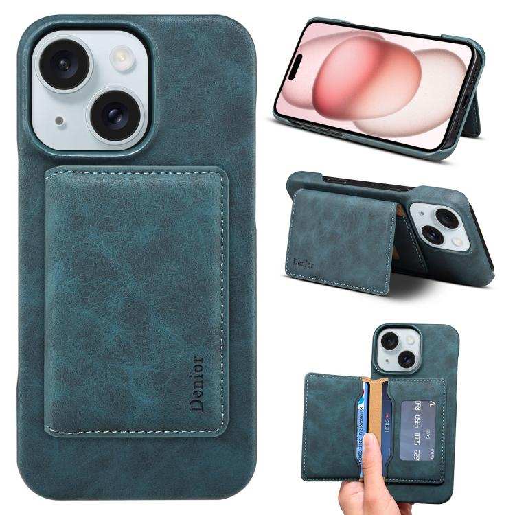 Denior D27 Retro Texture RFID MagSafe Photo Frame Card-slot Phone Case