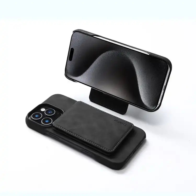 Denior D28 Retro Texture RFID MagSafe Vertical Flip Card-slot Phone Case