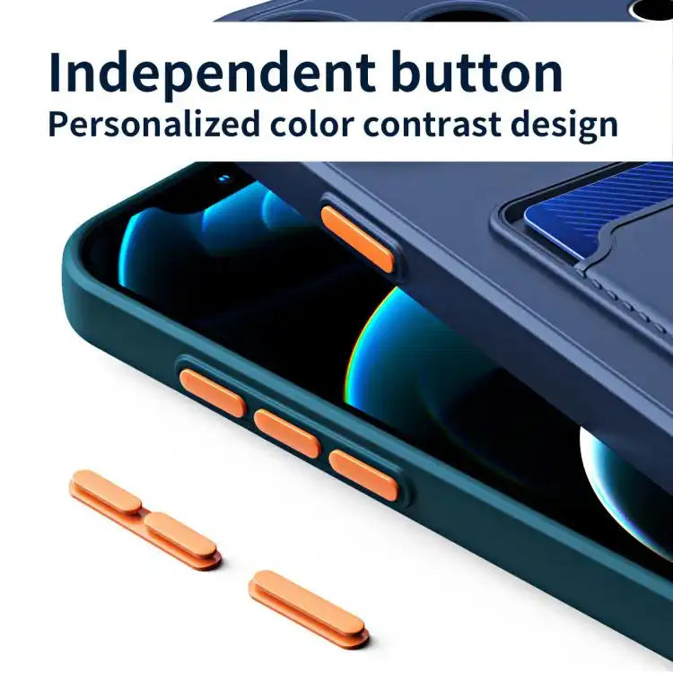 Skin Feel Card Contrast Color Button TPU Phone Case