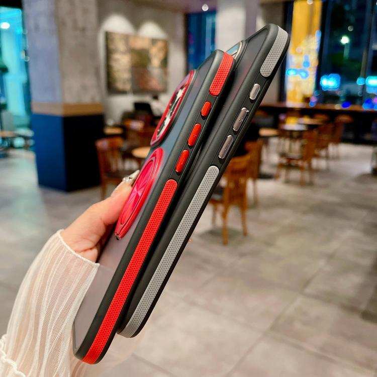 Skin-feel Two-color Edge Strips 360 MagSafe Holder Phone Case