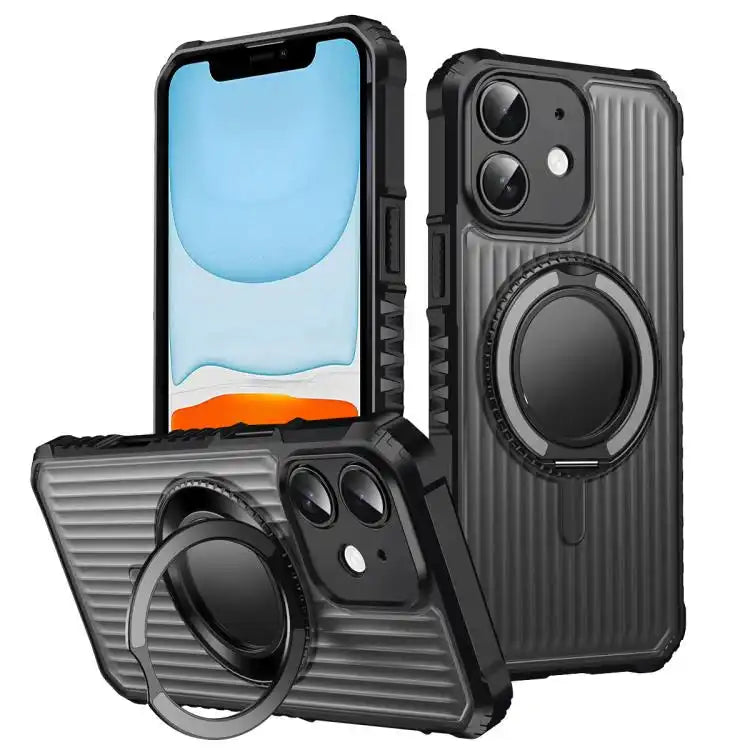 Skin Sense Rotation Stand Semi-transparent Magsafe Phone Case