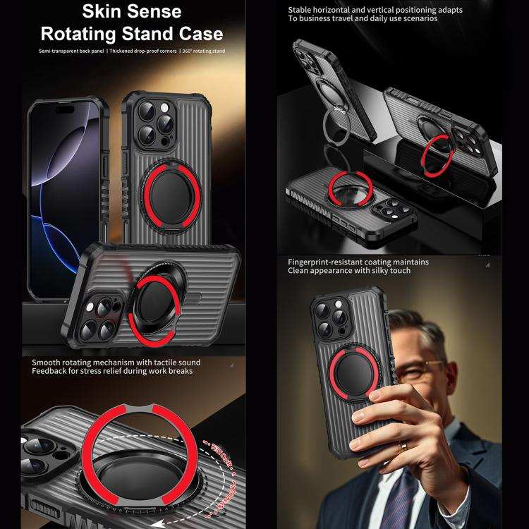 Skin Sense Rotation Stand Semi-transparent Magsafe Phone Case