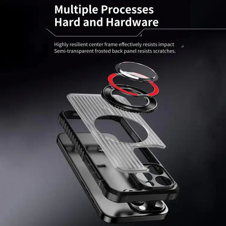 Skin Sense Rotation Stand Semi-transparent Magsafe Phone Case