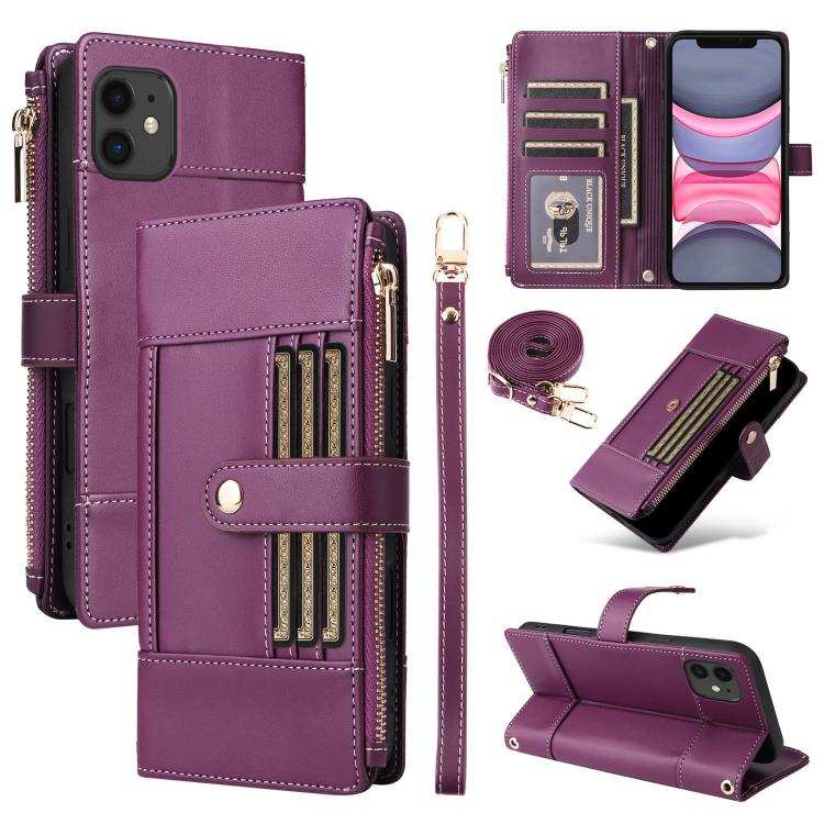 Crossbody Strap RFID Blocking Zipper Wallet Leather Phone Case