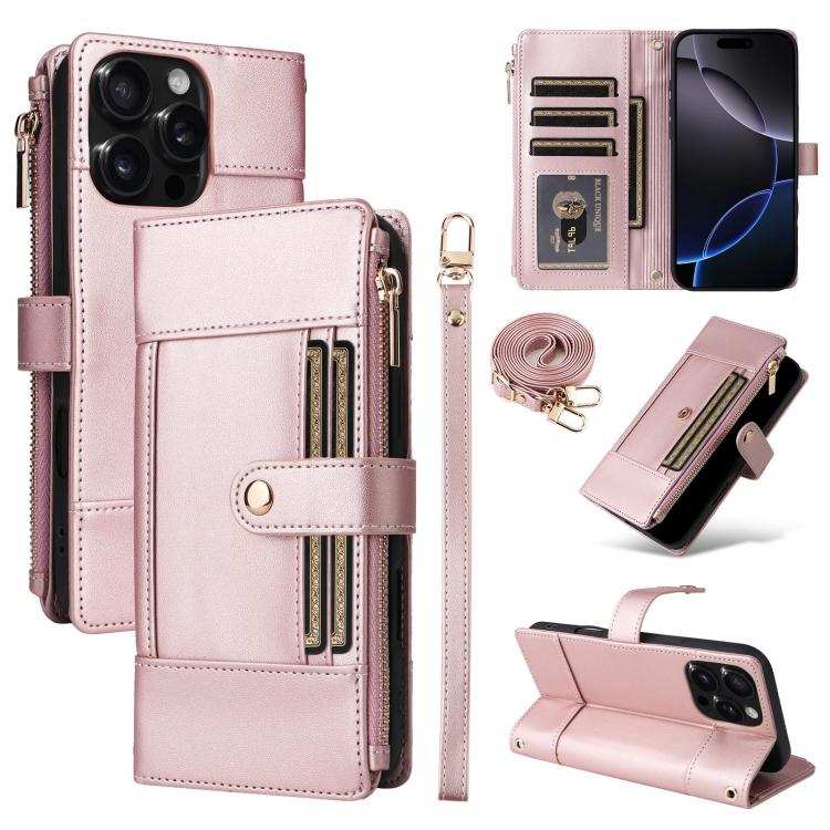 Crossbody Strap RFID Blocking Zipper Wallet Leather Phone Case