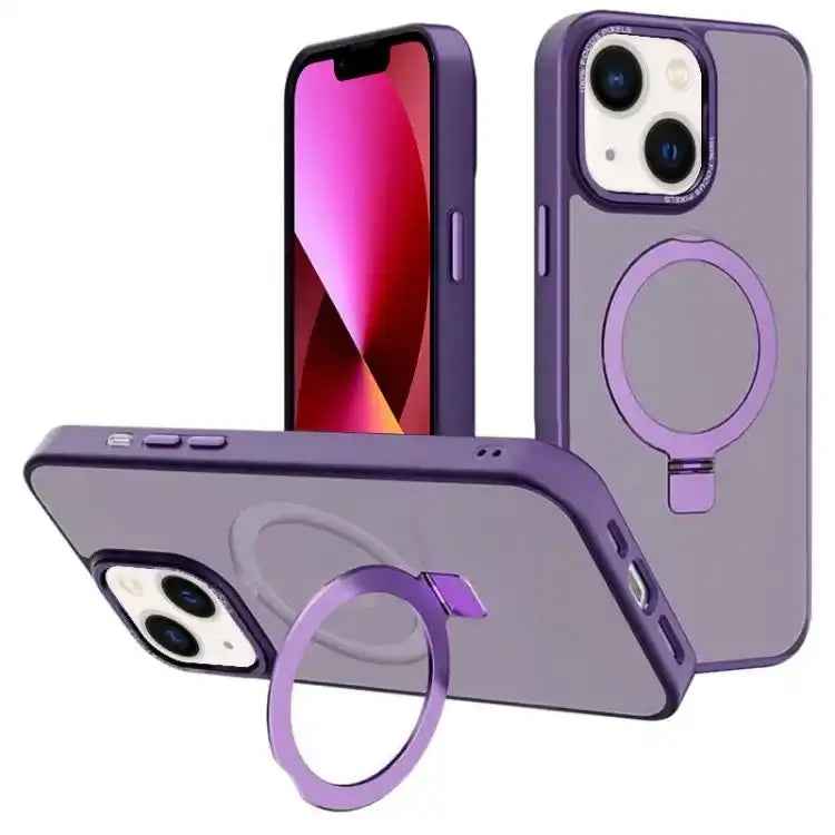 Kalebol Metal Lens Frame MagSafe Holder Frosted PC Phone Case