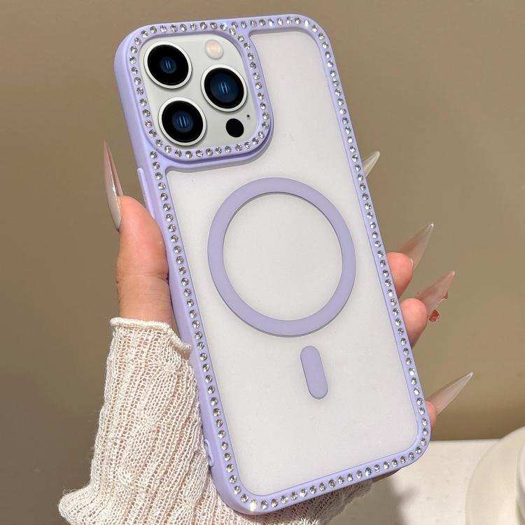 Large Lens Hole Rhinestone Frame MagSafe Phone Case