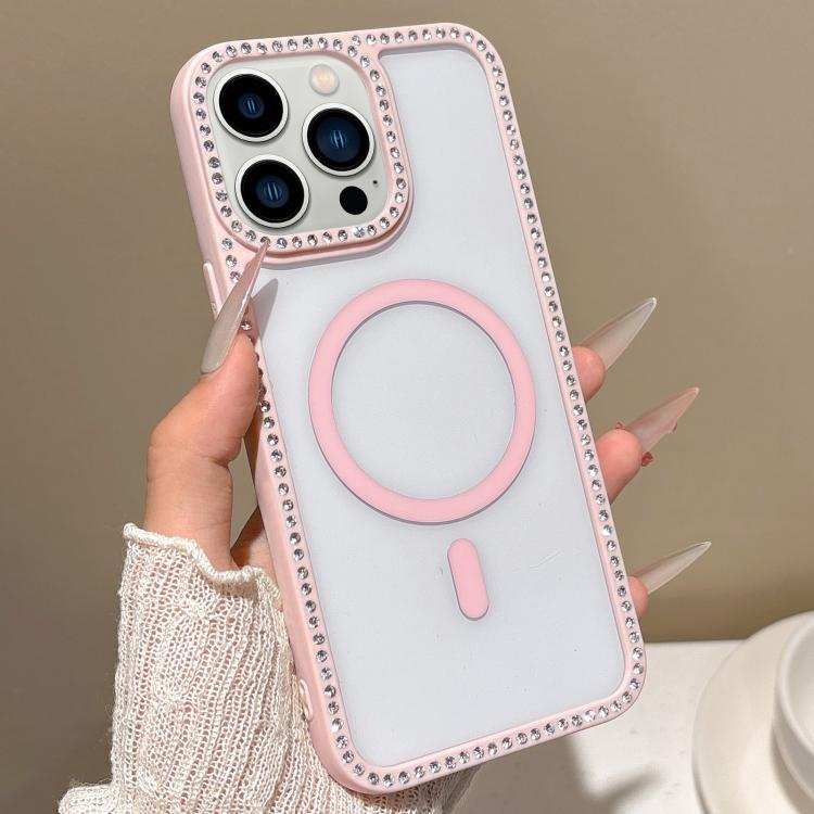 Large Lens Hole Rhinestone Frame MagSafe Phone Case