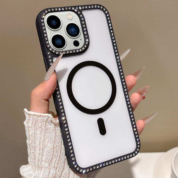 Large Lens Hole Rhinestone Frame MagSafe Phone Case