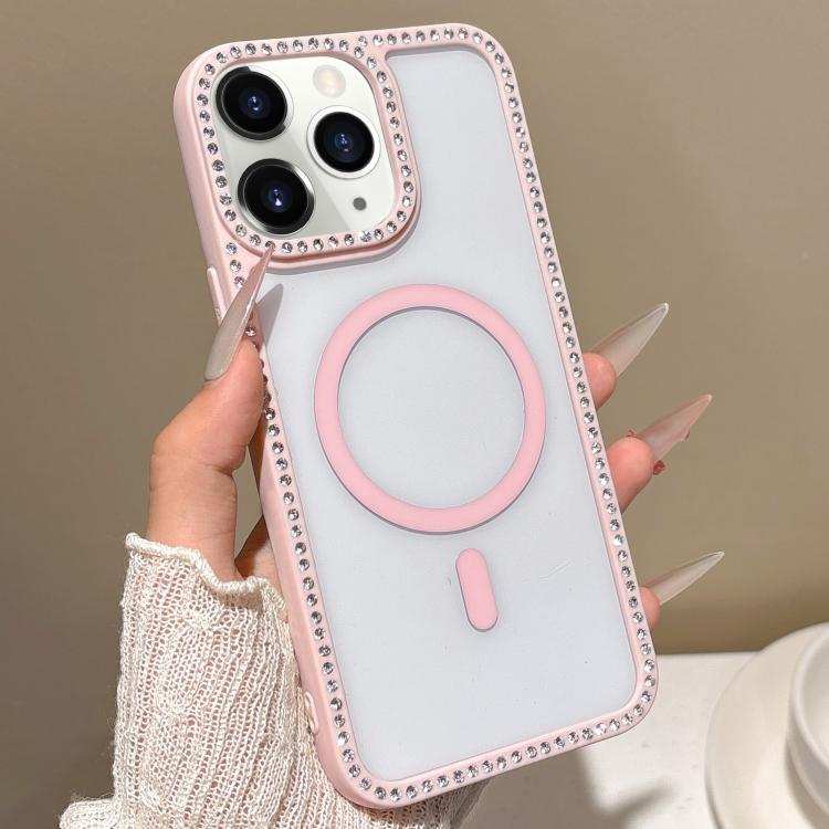 Large Lens Hole Rhinestone Frame MagSafe Phone Case