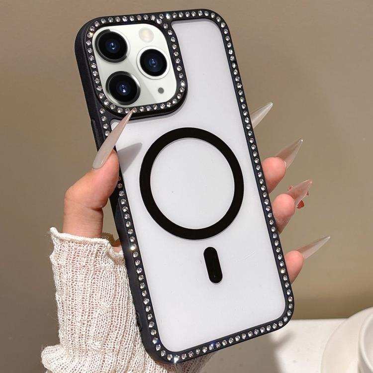 Large Lens Hole Rhinestone Frame MagSafe Phone Case