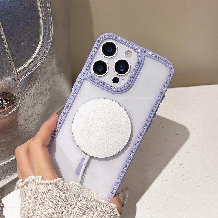 Large Lens Hole Rhinestone Frame MagSafe Phone Case