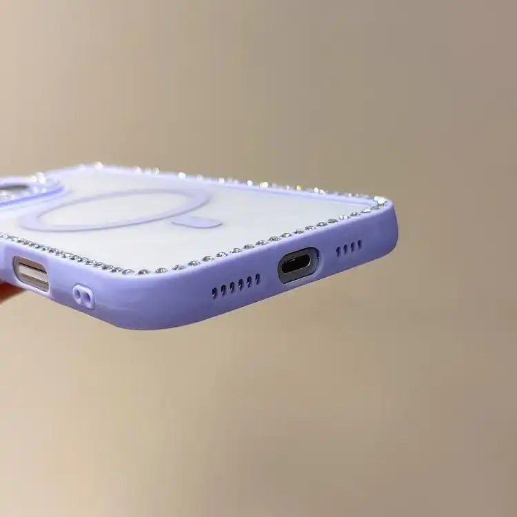 Large Lens Hole Rhinestone Frame MagSafe Phone Case