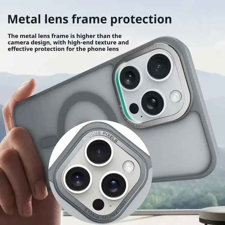 Kalebol Metal Lens Frame MagSafe Frosted PC Phone Case