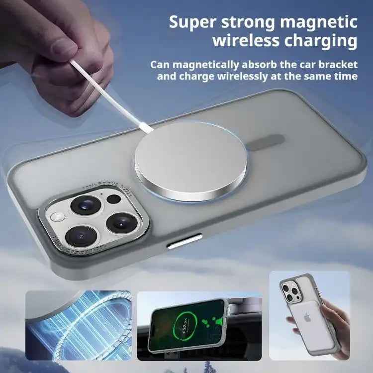 Kalebol Metal Lens Frame MagSafe Frosted PC Phone Case
