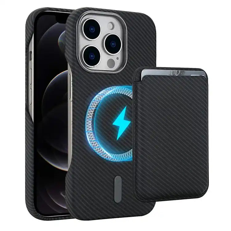 Carbon Fiber MagSafe Magnetic Card Holder Phone Case