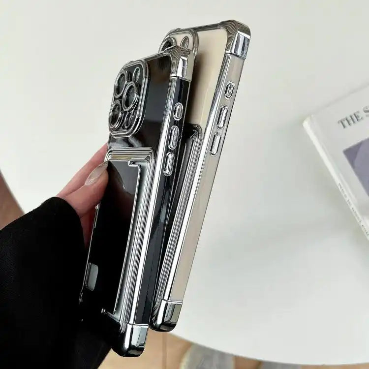 Side Insert Card Slot Electroplated TPU Phone Case