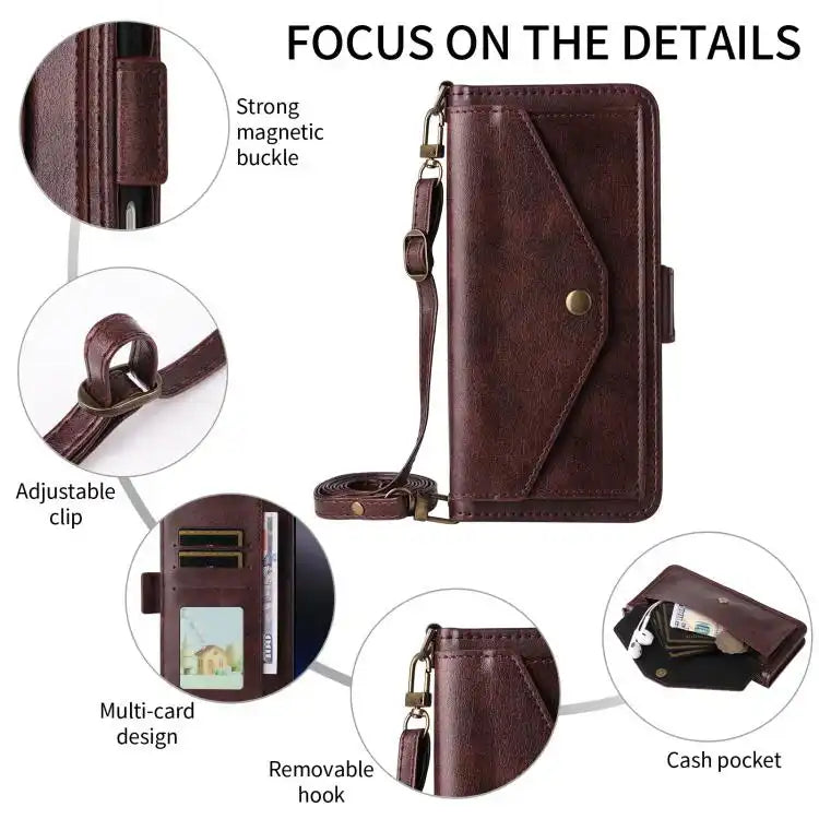 Multi-card Slots Crossbody Cowhide Leather Phone Case