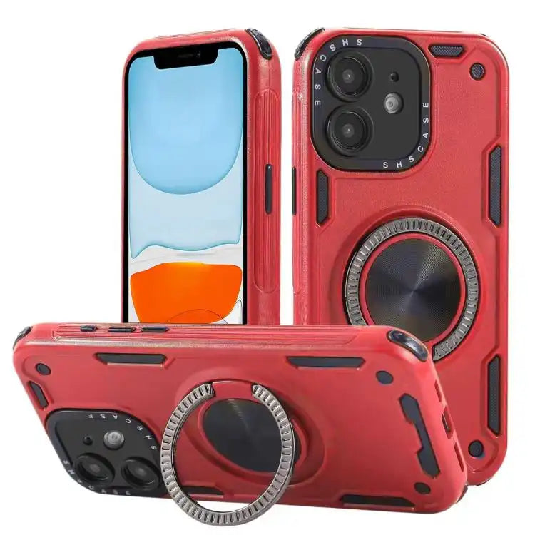 Three-core Mecha 360 Degree Rotation Magnetic Holder Phone Case