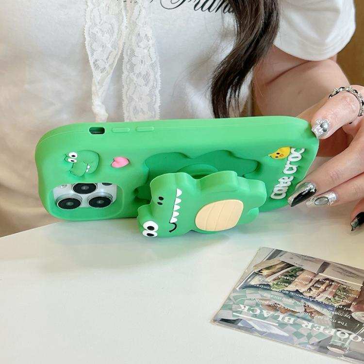Cartoon 3D Love Crocodile Holder Silicone Phone Case