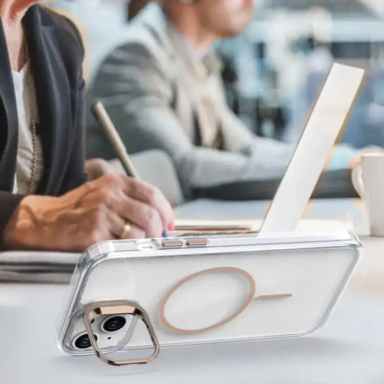 Bright Color Clear MagSafe Lens Frame Holder Phone Case