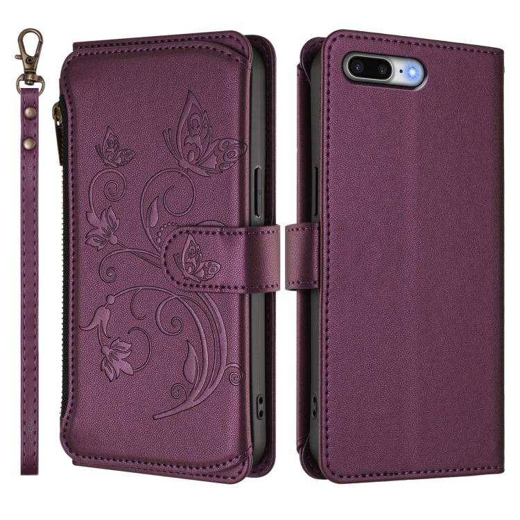 Butterfly Love Flower Multi-card Zipper Wallet Leather Phone Case