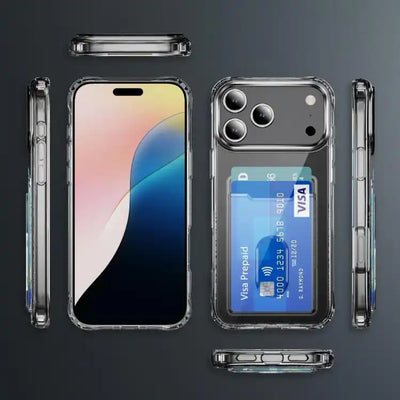 Crystal Clear Card Slot PC Hybrid TPU Phone Case