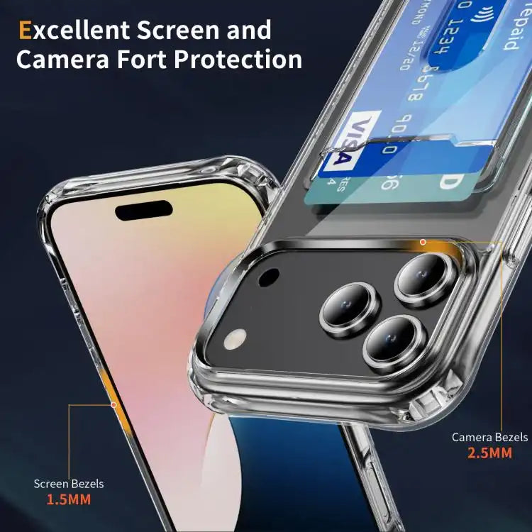 Crystal Clear Card Slot PC Hybrid TPU Phone Case
