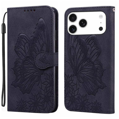 Retro Skin Feel Butterflies Embossing Horizontal Flip Leather Phone Case