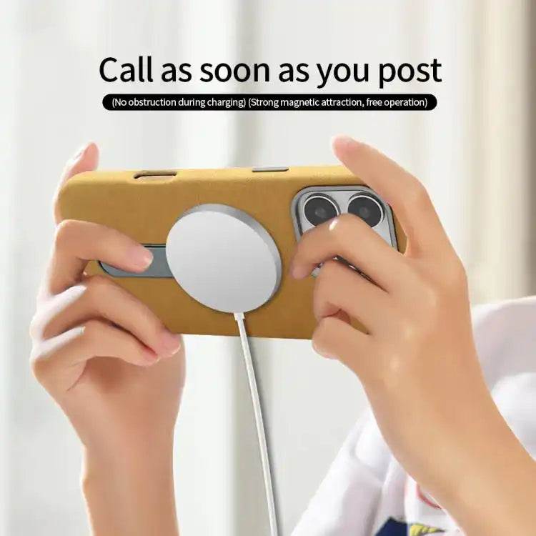 VIETAO Suede MagSafe PU Leather Phone Case with Holder