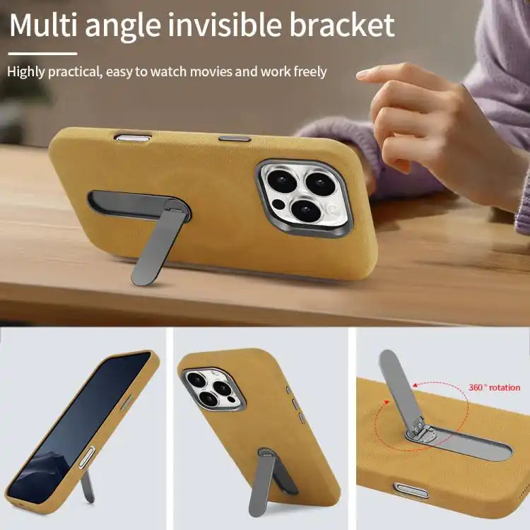 VIETAO Suede MagSafe PU Leather Phone Case with Holder