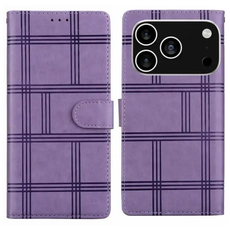 Embossed Checkered Leather Phone Case
