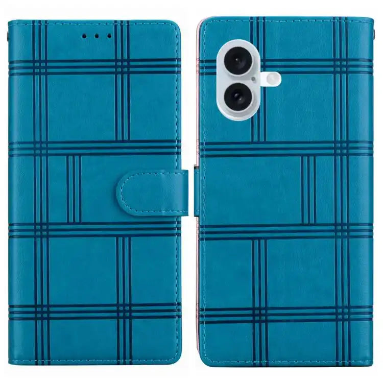 Embossed Checkered Leather Phone Case