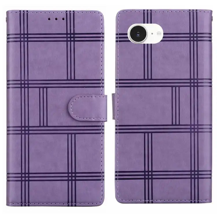 Embossed Checkered Leather Phone Case