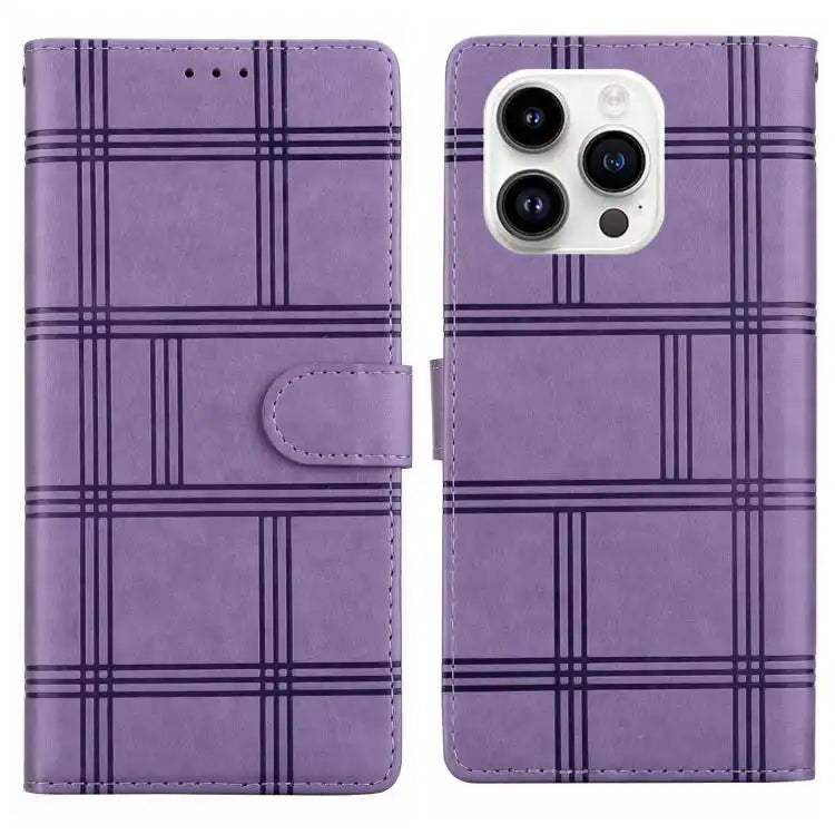 Embossed Checkered Leather Phone Case